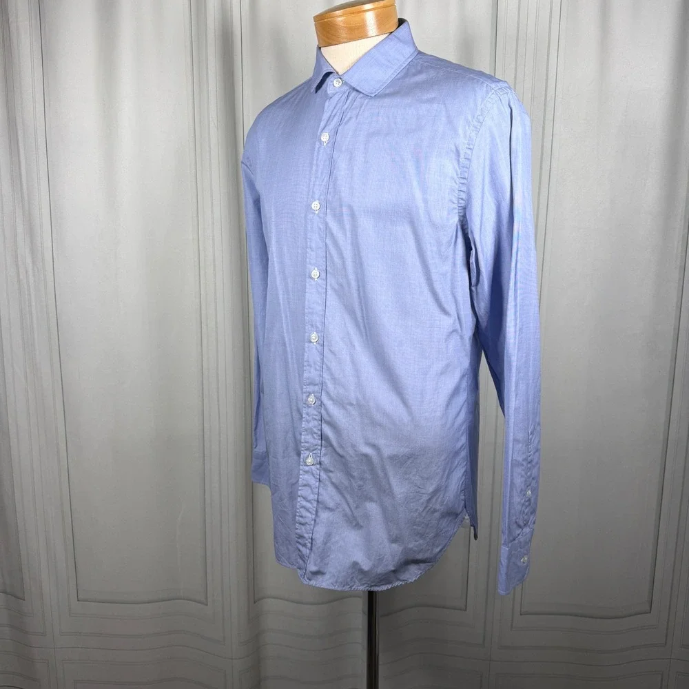 J.Crew Ludlow Mens Large Dress Shirt Light Blue 120's 2-Ply Cotton Long Sleeve
